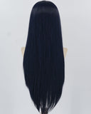 Black Blue Long Straight Synthetic Lace Front Wig WW881