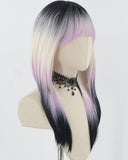 Purple Ombre Blonde Black Synthetic Wig HW616