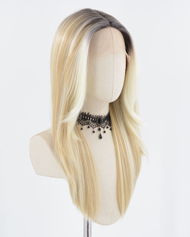 Ombre Blonde Strunk Stripe Synthetic Lace Front Wig WW700-1