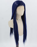 Black Blue Long Straight Synthetic Lace Front Wig WW991