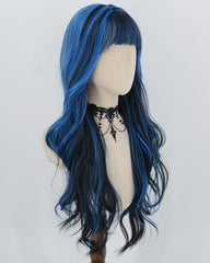 Blue Black Highlights Synthetic Wig HW846