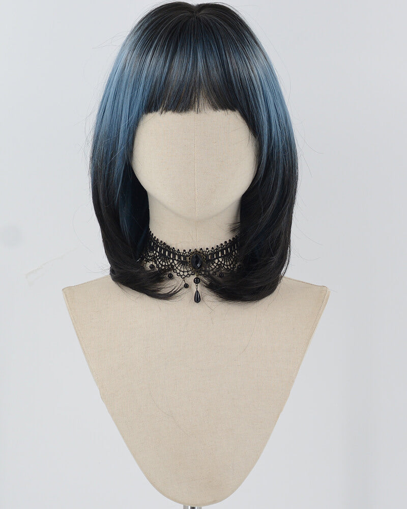 Black Ombre Blue Synthetic Wig HW594