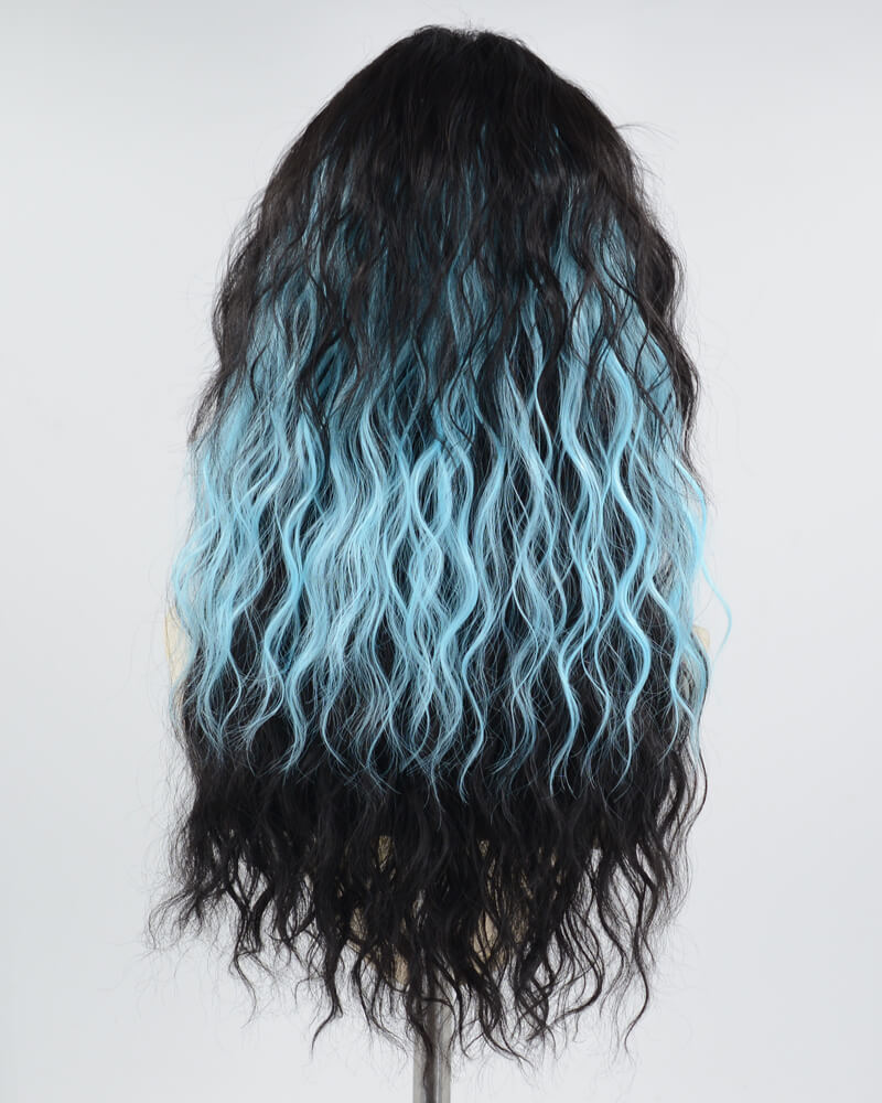 Black Ombre Blue Curly Synthetic Wig HW454