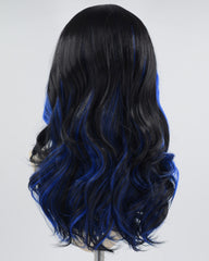 Blue Black Skunk Stripe Synthetic Lace Front Wig WW645