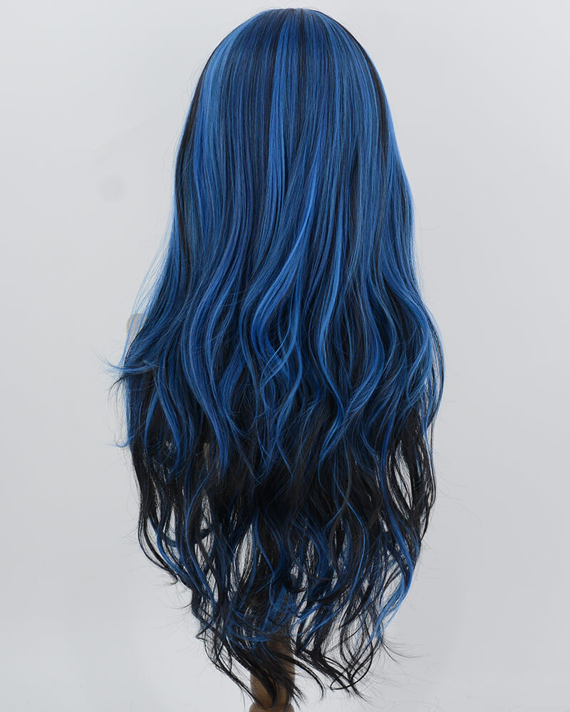 Blue Black Highlights Synthetic Wig HW846