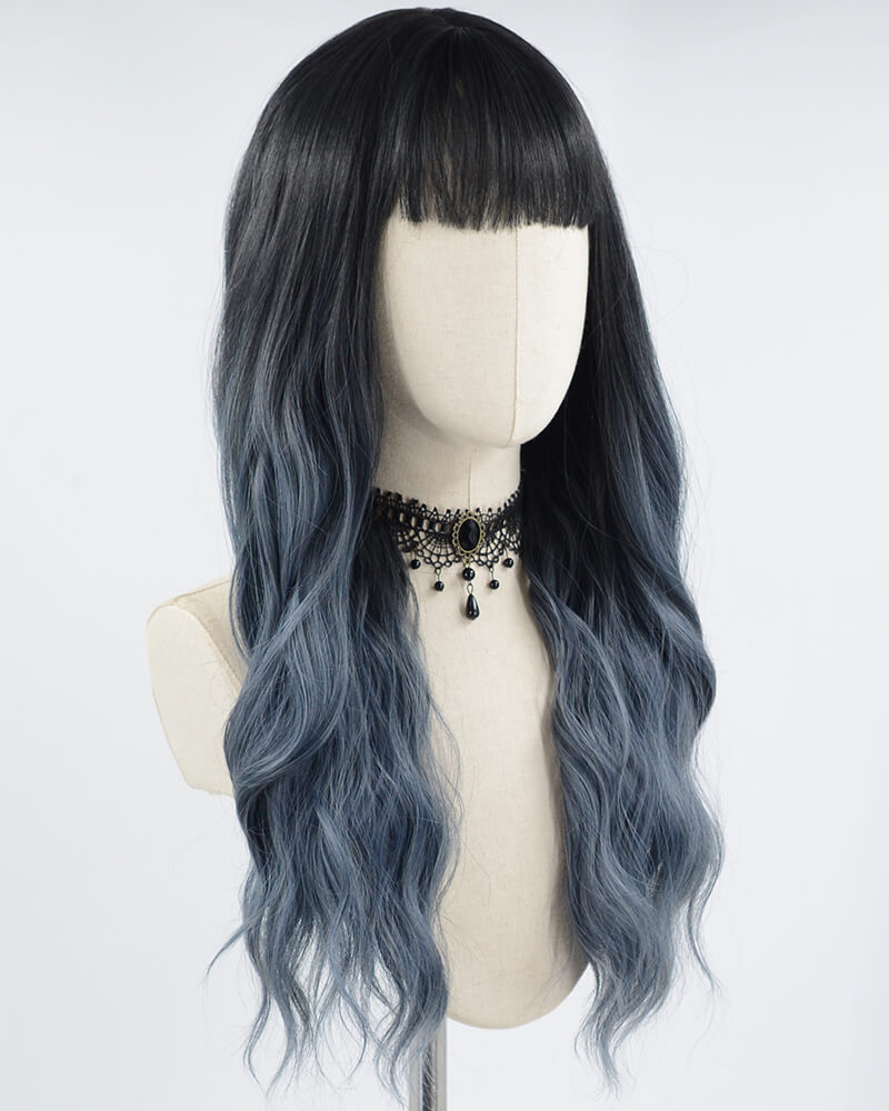 Black Ombre Blue Synthetic Wig HW436