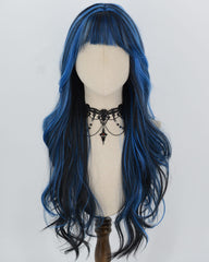 Blue Black Highlights Synthetic Wig HW846