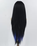 30inch Long Blue Black Synthetic Wig HW739