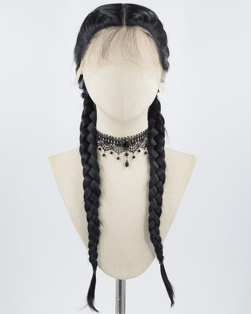 Black Braid Synthetic Lace Front Wig WT069