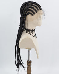 Black Braid Synthetic Full Front Wig WW1014