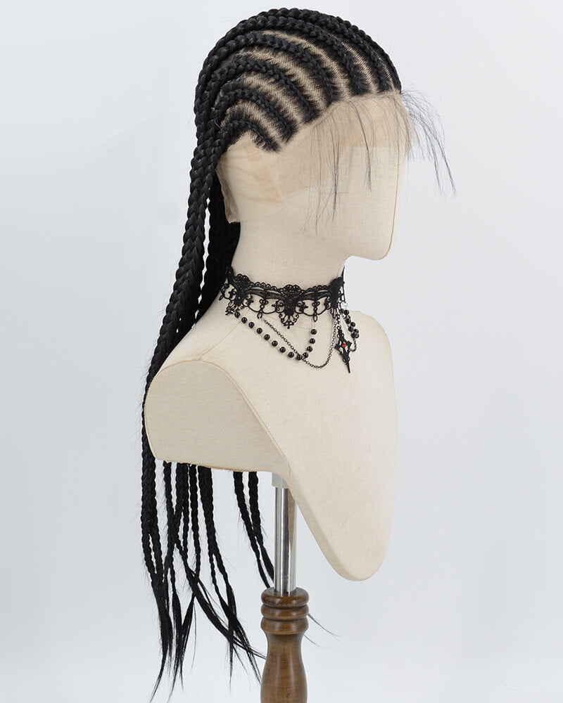 Black Braid Synthetic Full Front Wig WW1014