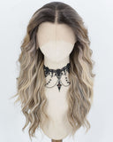 Ombre Brown Highlights Blonde Synthetic Lace Front Wig WW1071
