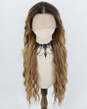 Black Ombre Brown Long Curly Synthetic Lace Front Wig WW1069