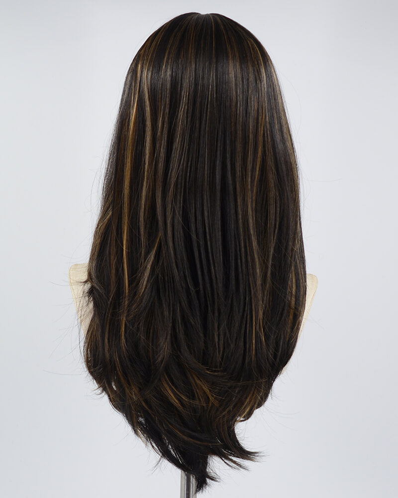 Black Highlights Brown Synthetic Wig HW314