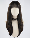 Black Highlights Brown Synthetic Wig HW314