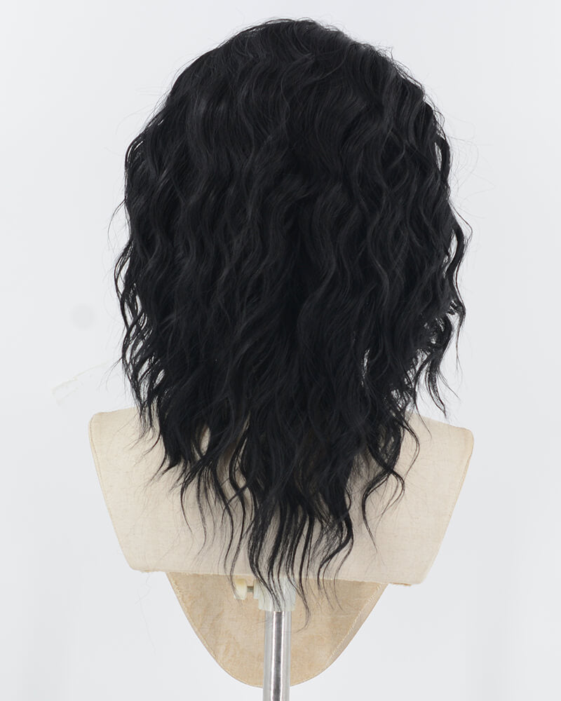 Black Curly Short Synthetic Lace Front Wig WW954