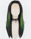 Black Strunk Stripe Green Synthetic Lace Front Wig WW730