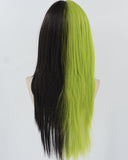 Green Black Long Straight Synthetic Wig HW618