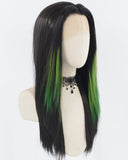 Black Strunk Stripe Green Synthetic Lace Front Wig WW730