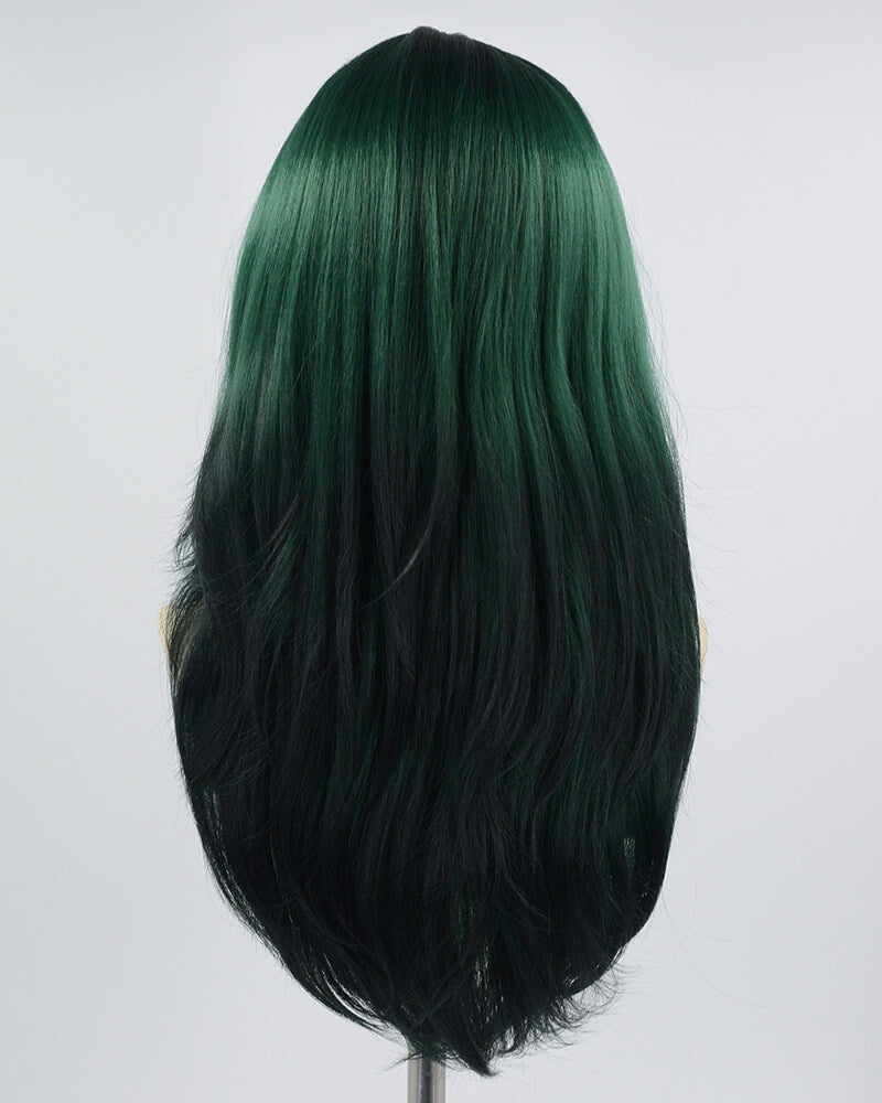 Green Ombre Black Straight Synthetic Wig HW372