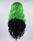 Black Streaked Green Synthetic Lace Front Wig WW518