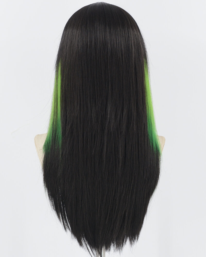 Black Strunk Stripe Green Synthetic Lace Front Wig WW730