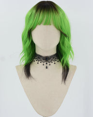 Green Ombre Black Synthetic Wig HW637