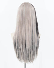 Grey Black Long Straight Synthetic Wig HW472
