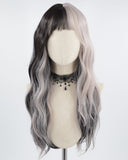 Long Grey Black Synthetic Wig HW295