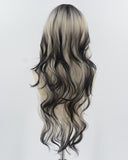 White Grey Ombre Black Synthetic Wig HW730