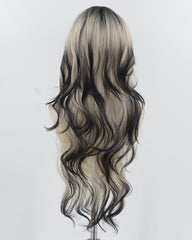 White Grey Ombre Black Synthetic Wig HW730