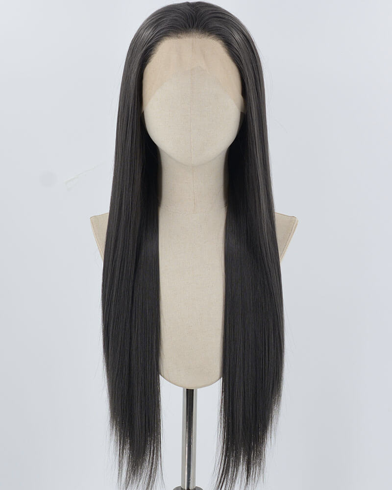 Grey Black Synthetic Lace Front Wig WW883