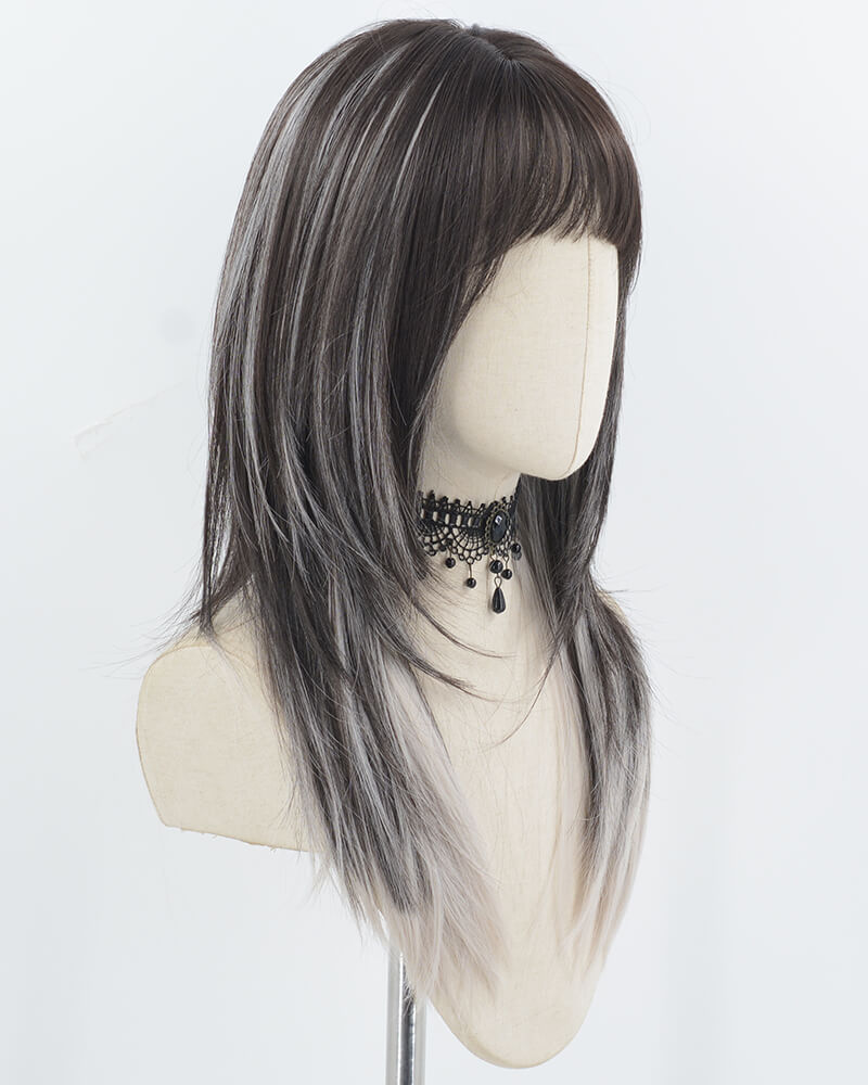 Black Grey Synthetic Wig HW748