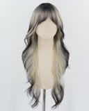 White Grey Ombre Black Synthetic Wig HW730