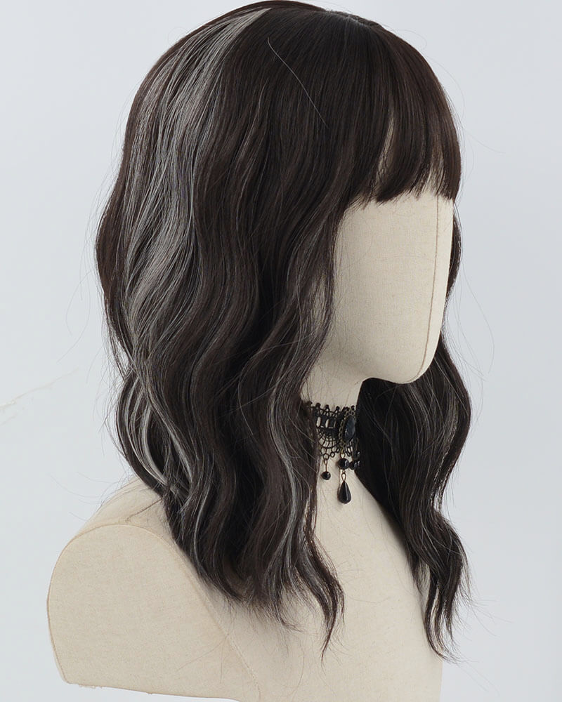 Black Grey Short Curly Synthetic Wig HW633