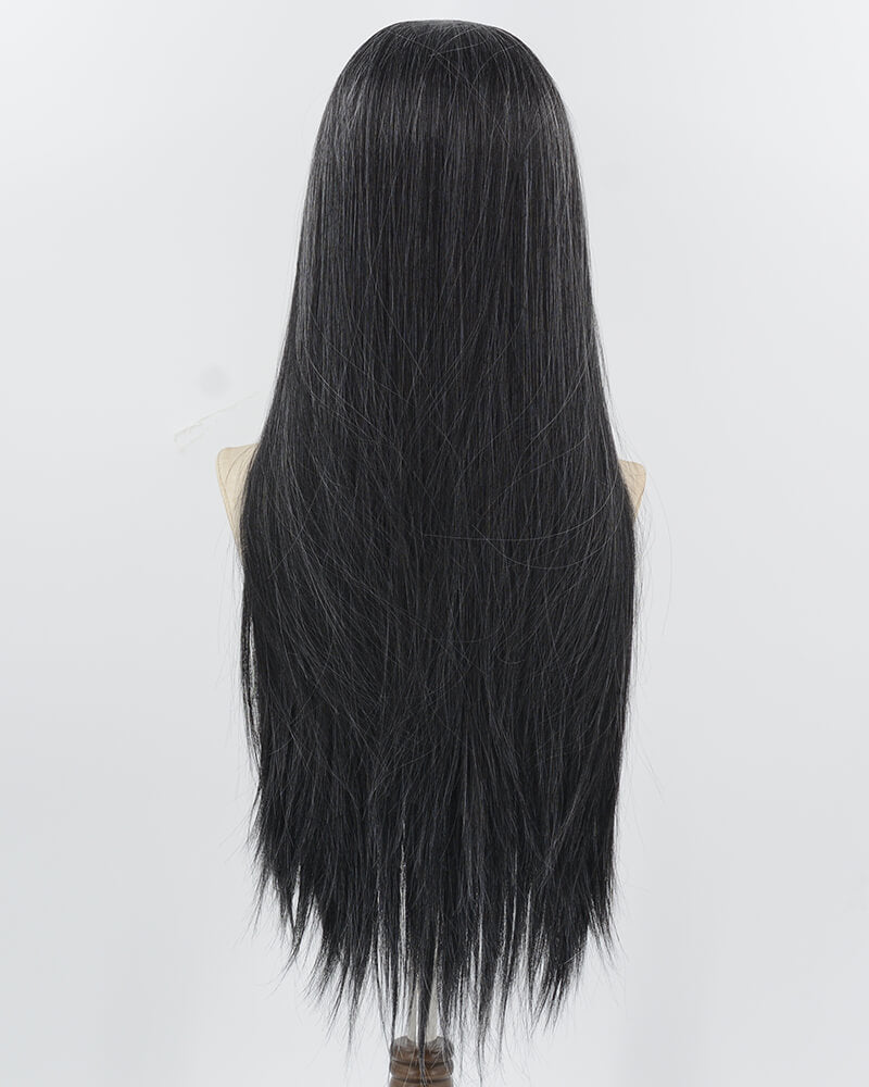  Mixed Black Grey Synthetic Lace Front Men's Wig MW052