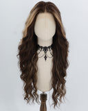 Brown Highlights Blonde Synthetic Lace Front Wig WW1061