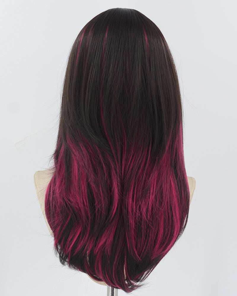 Black Hot Pink Synthetic Wig HW670
