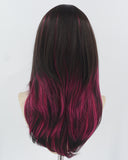 Black Hot Pink Synthetic Wig HW670