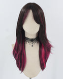 Black Hot Pink Synthetic Wig HW670