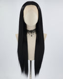 Straight Natural Black Long Synthetic Lace Front Wig WT001