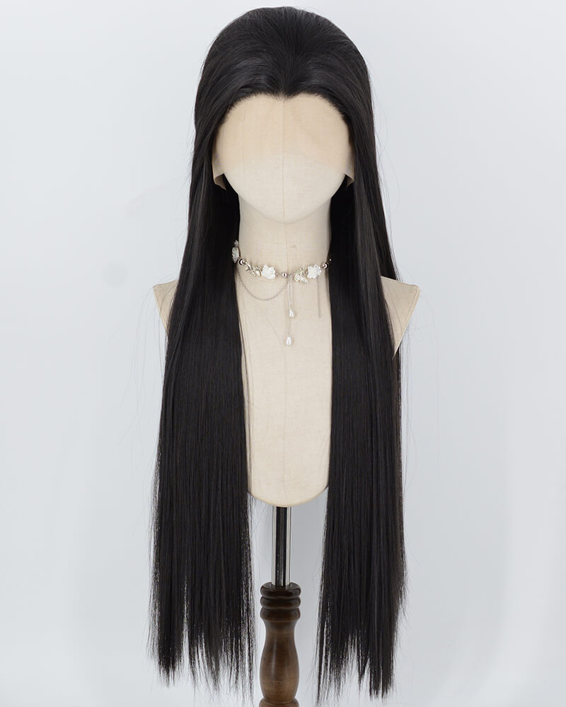 30Inch Long Natural Black Synthetic Lace Front Wig WW817