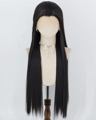 30Inch Long Natural Black Synthetic Lace Front Wig WW817