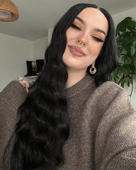 Black Curly Long Synthetic Lace Front Wig WW090