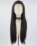Natural Black Long Straight Synthetic Lace Front Wig WW685