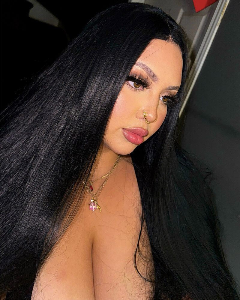 30 Inch Long Black Synthetic Lace Front Wig WW169