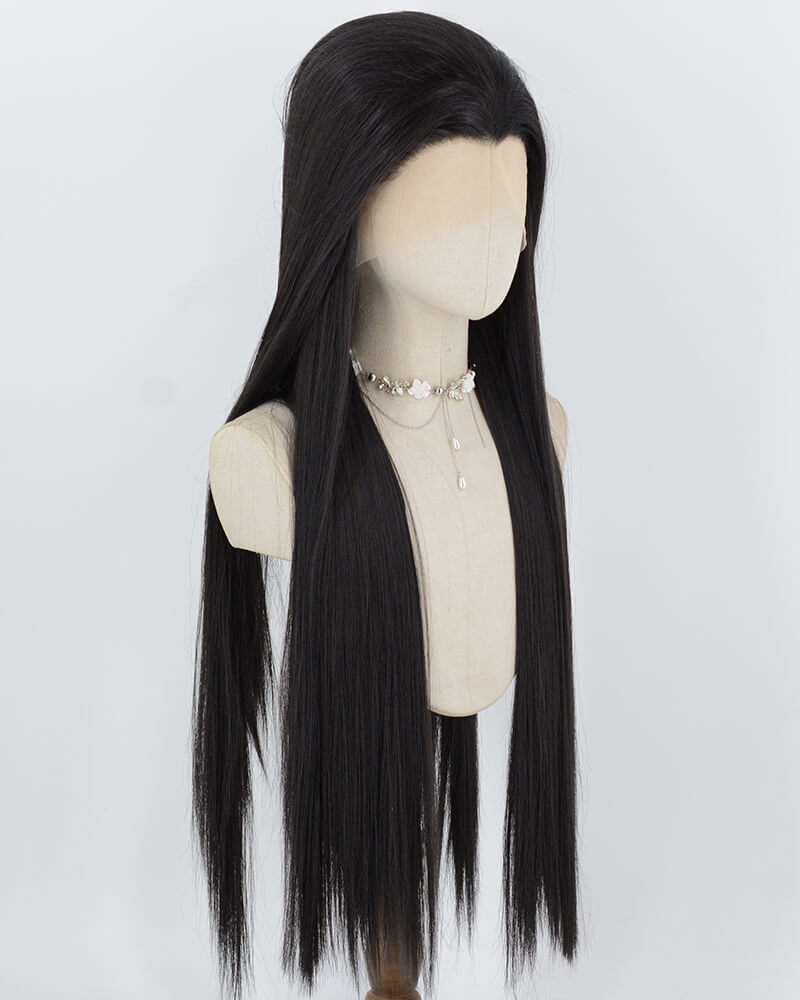 30Inch Long Natural Black Synthetic Lace Front Wig WW817