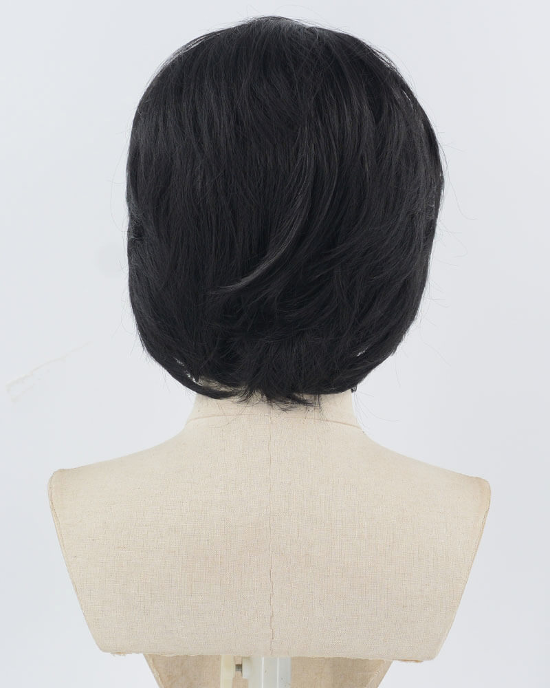 Black Short Synthetic Lace Front Men's Wig MW049