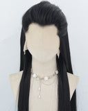 Black Straight Synthetic Lace Front Men's Wig MW056