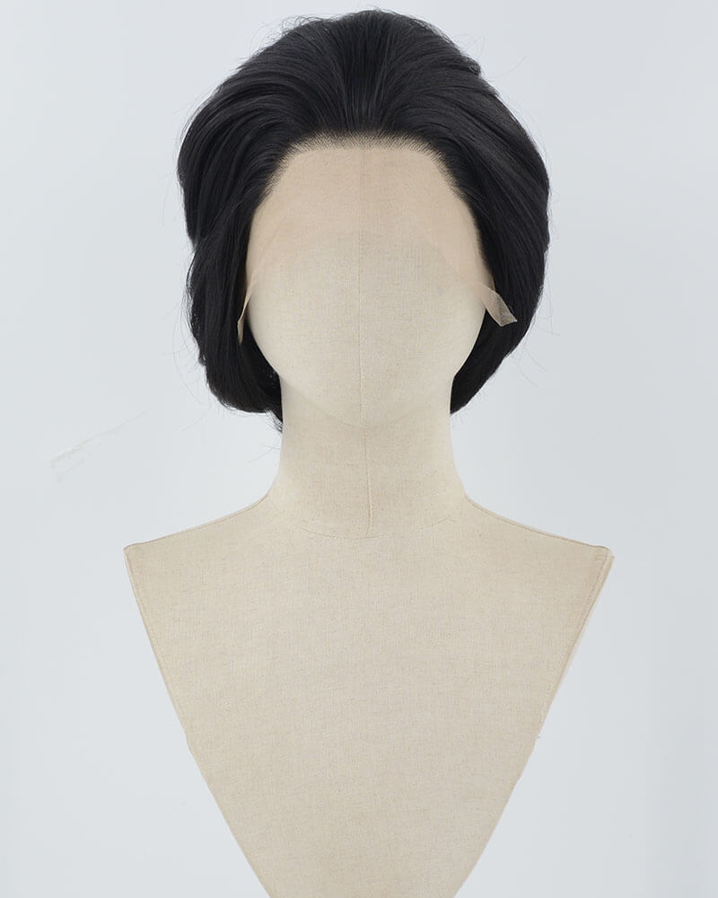Black Short Synthetic Lace Front Men's Wig MW001